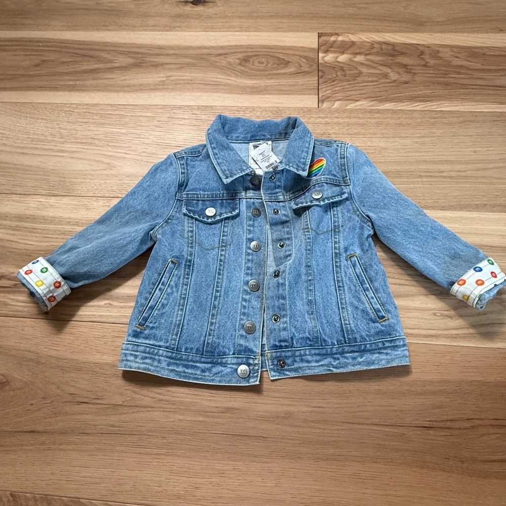 M&M'S Jean Jacket Toddler 3T Blue Rainbow Candy Denim Trucker Jacket NWT